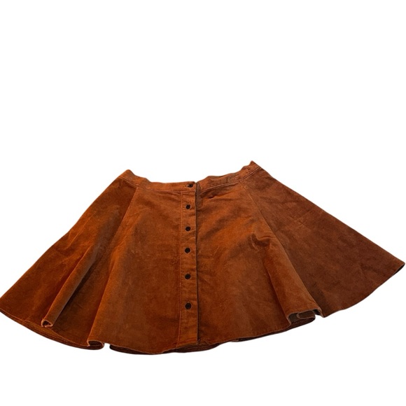 Brandy Melville Brown Button front Skater Short Corduroy Mini Skirt Small - Picture 1 of 8